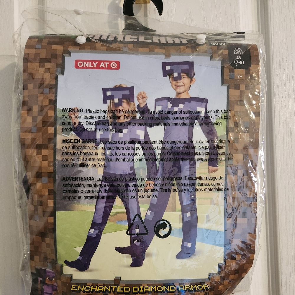 Minecraft Halloween Costume Enchanted Diamond Armor Size 7-8